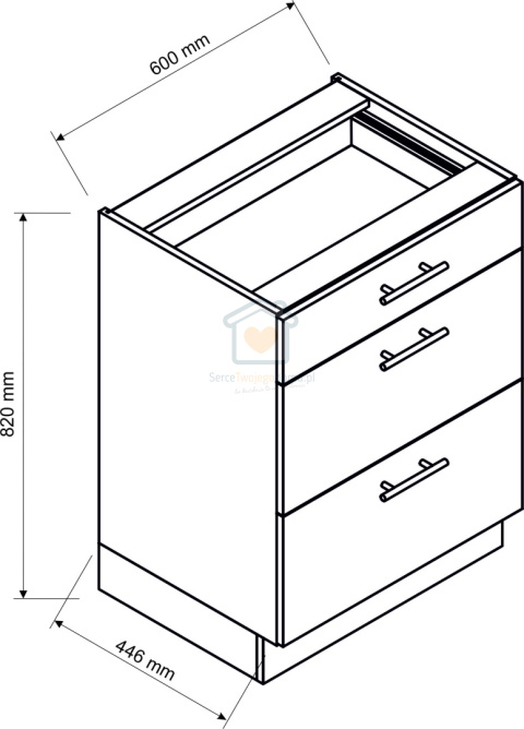 Biała szafka kuchenna dolna z szufladami 60cm VITA Biała szafka kuchenna dolna z szufladami 60cm VITA