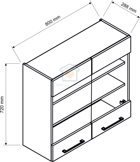 Biała szafka kuchenna wisząca witryna 80 cm VITA Biała szafka kuchenna wisząca witryna 80 cm VITA