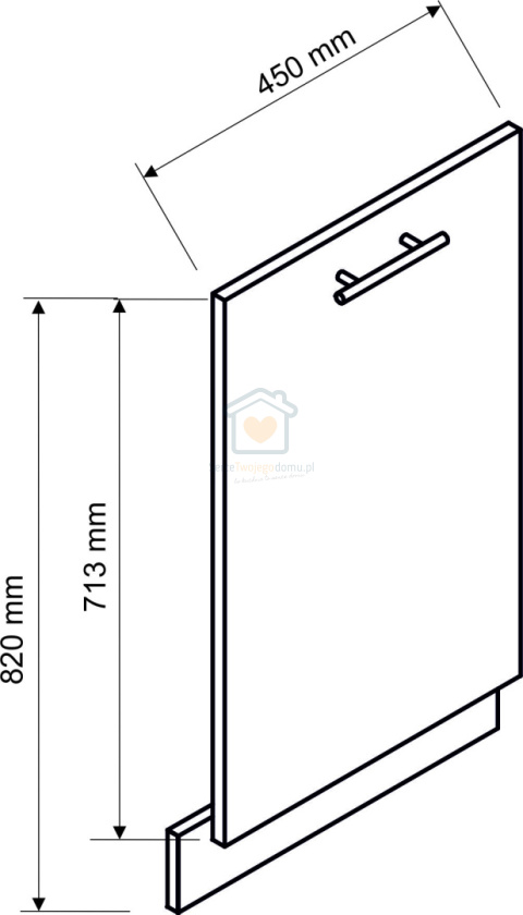 Biały front do zabudowy zmywarki 45 cm VITA Biały front do zabudowy zmywarki 45 cm VITA