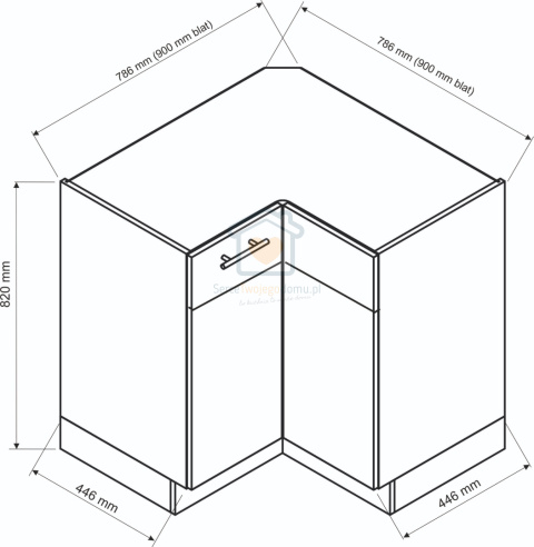 Szafka kuchenna dolna narożna 90x90 cm ELENA loft Szafka kuchenna dolna narożna 90x90 cm ELENA loft