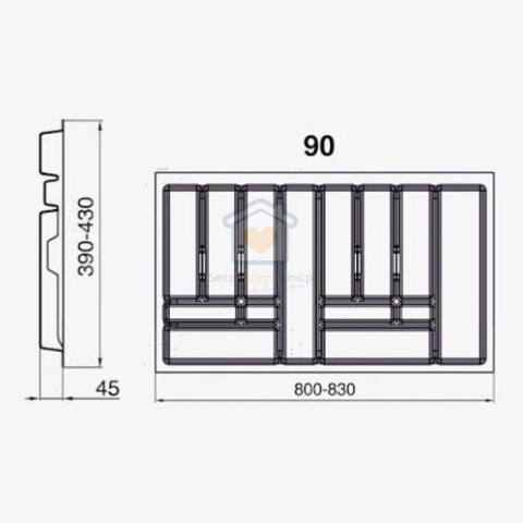 Wkład na sztućce do szuflady 90 cm Wkład na sztućce do szuflady 90 cm
