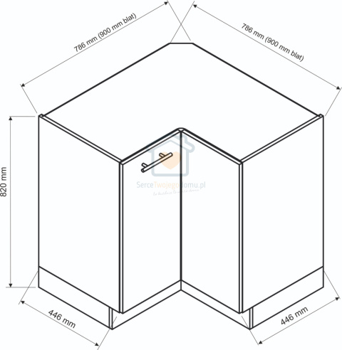 Czarna szafka kuchenna dolna narożna 90x90 cm MINA Czarna szafka kuchenna dolna narożna 90x90 cm MINA