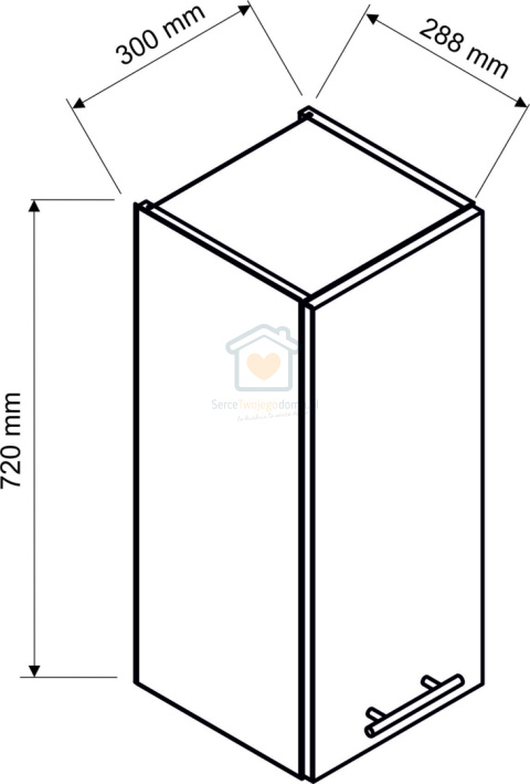 Czarna szafka kuchenna górna 1-drzwiowa 30 cm MINA Czarna szafka kuchenna górna 1-drzwiowa 30 cm MINA