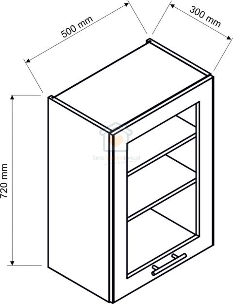 Biała wisząca witryna kuchenna 1-drzwiowa 50 cm ADELE Biała wisząca witryna kuchenna 1-drzwiowa 50 cm ADELE