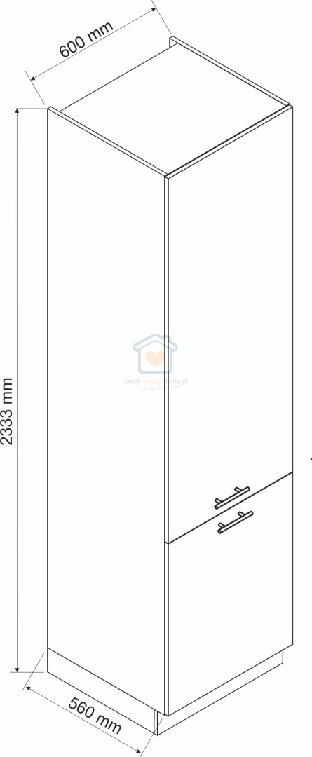 Biały słupek kuchenny do zabudowy lodówki 60 cm ADELE Biały słupek kuchenny do zabudowy lodówki 60 cm ADELE