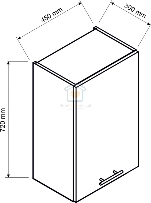 Biała wisząca szafka kuchenna 1-drzwiowa 45 cm ADELE Biała wisząca szafka kuchenna 1-drzwiowa 45 cm ADELE