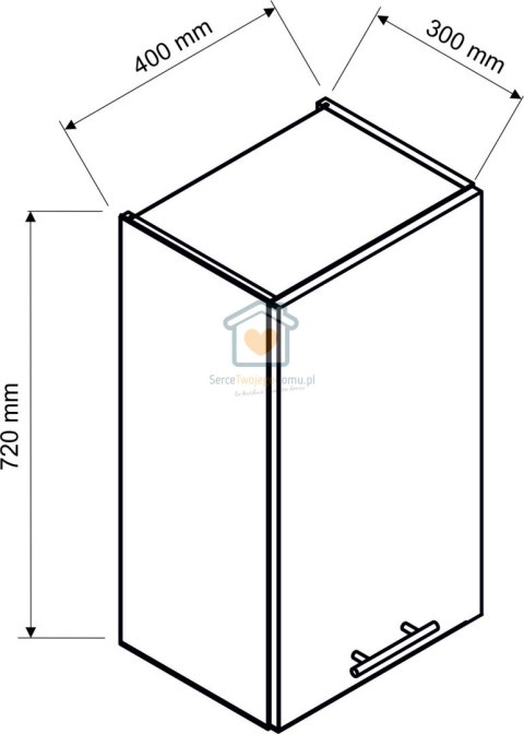Szara wisząca szafka kuchenna 1-drzwiowa 40 cm ADELE Szara wisząca szafka kuchenna 1-drzwiowa 40 cm ADELE