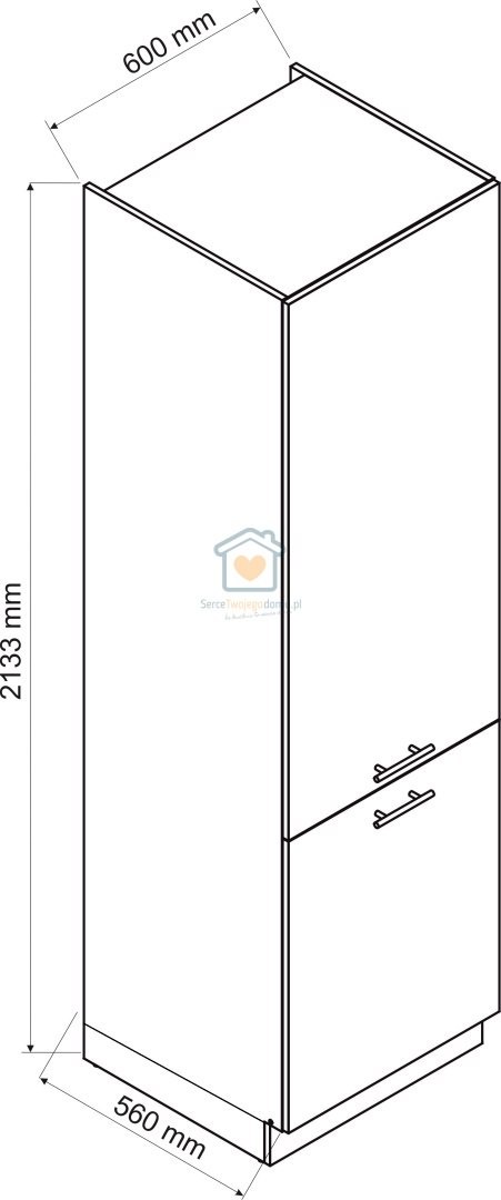Szary słupek kuchenny do zabudowy lodówki 60 cm ADELE Szary słupek kuchenny do zabudowy lodówki 60 cm ADELE