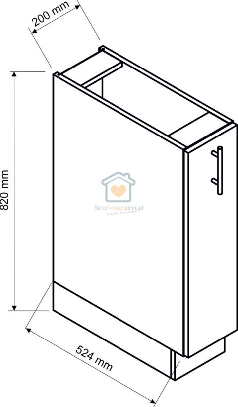 Biała szafka kuchenna z koszem cargo 20 cm KATE Biała szafka kuchenna z koszem cargo 20 cm KATE