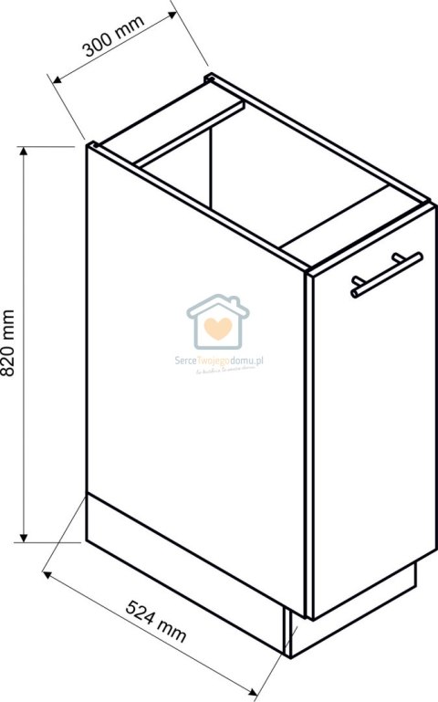 Biała szafka kuchenna z koszem cargo 30 cm KATE Biała szafka kuchenna z koszem cargo 30 cm KATE