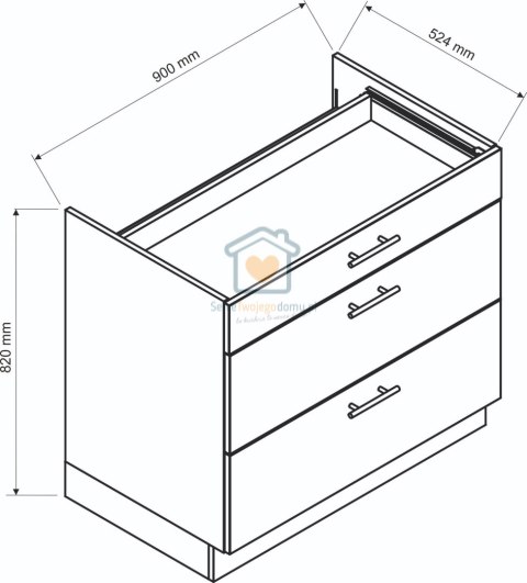 Biała szafka kuchenna z szufladami pod płytę 90 cm KATE Biała szafka kuchenna z szufladami pod płytę 90 cm KATE