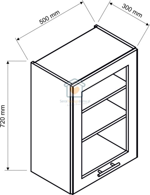 Biała wisząca witryna kuchenna 1-drzwiowa 50 cm KATE Biała wisząca witryna kuchenna 1-drzwiowa 50 cm KATE