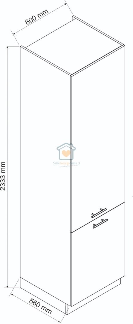 Biały słupek kuchenny do zabudowy lodówki 60 cm KATE Biały słupek kuchenny do zabudowy lodówki 60 cm KATE