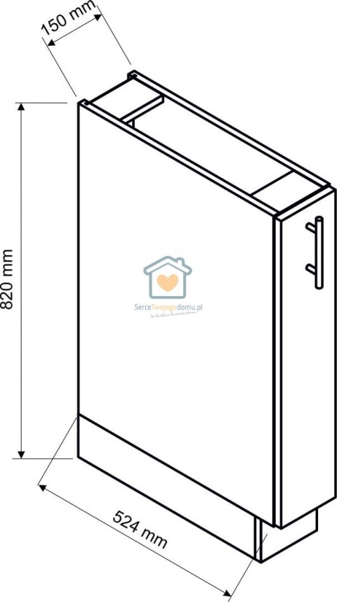 Szara szafka kuchenna z koszem cargo 15 cm KATE Szara szafka kuchenna z koszem cargo 15 cm KATE