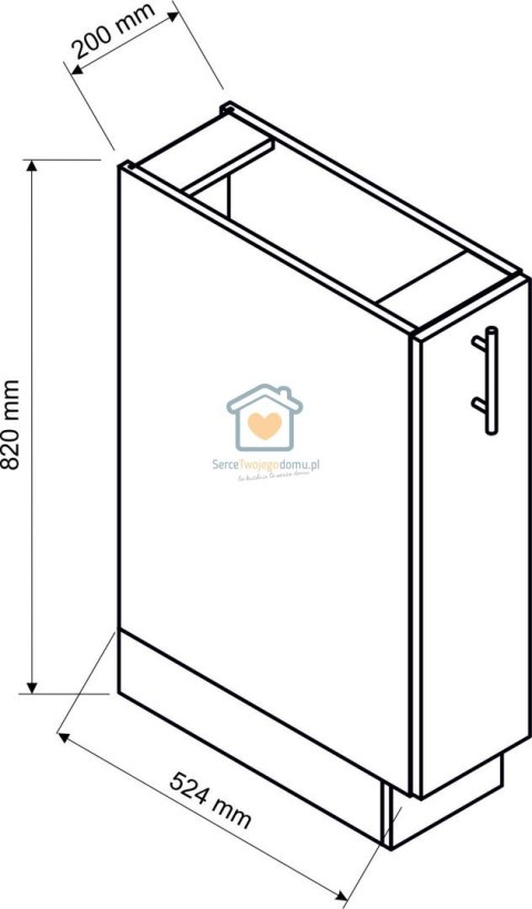 Czarna szafka kuchenna z koszem cargo 20 cm KATE Czarna szafka kuchenna z koszem cargo 20 cm KATE