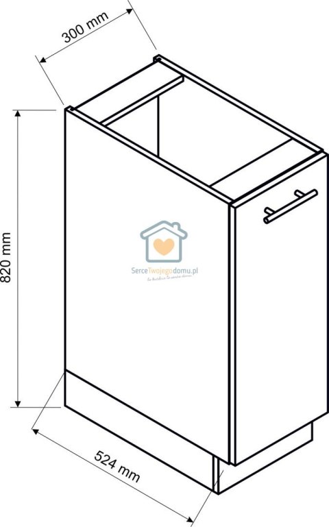 Czarna szafka kuchenna z koszem cargo 30 cm KATE Czarna szafka kuchenna z koszem cargo 30 cm KATE