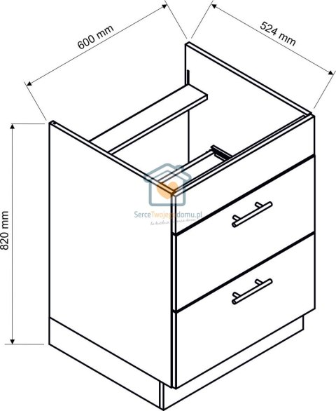 Szara szafka kuchenna z szufladami pod płytę 60 cm KATE Szara szafka kuchenna z szufladami pod płytę 60 cm KATE