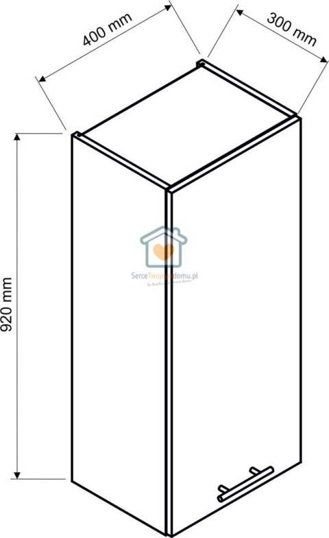 Popielata wisząca szafka kuchenna 1-drzwiowa 40 cm KATE Popielata wisząca szafka kuchenna 1-drzwiowa 40 cm KATE