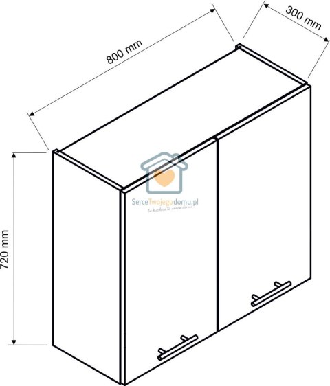Popielata wisząca szafka kuchenna 2-drzwiowa 80 cm KATE Popielata wisząca szafka kuchenna 2-drzwiowa 80 cm KATE