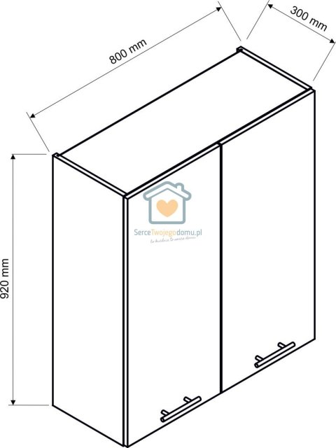 Czarna wisząca szafka kuchenna 2-drzwiowa 80 cm KATE Czarna wisząca szafka kuchenna 2-drzwiowa 80 cm KATE