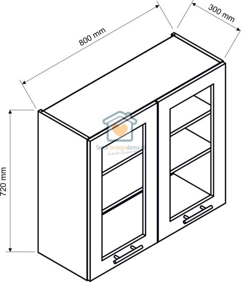 Szara wisząca witryna kuchenna 2-drzwiowa 80 cm KATE Szara wisząca witryna kuchenna 2-drzwiowa 80 cm KATE