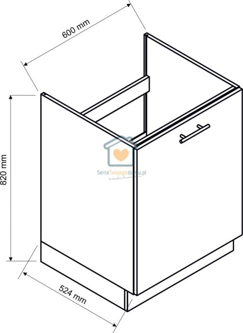 Biała szafka kuchenna 1-drzwiowa pod płytę 60 cm ZOYA Biała szafka kuchenna 1-drzwiowa pod płytę 60 cm ZOYA