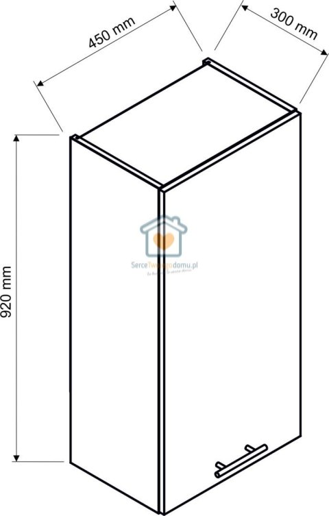 Biała wisząca szafka kuchenna 1-drzwiowa 45 cm ZOYA Biała wisząca szafka kuchenna 1-drzwiowa 45 cm ZOYA