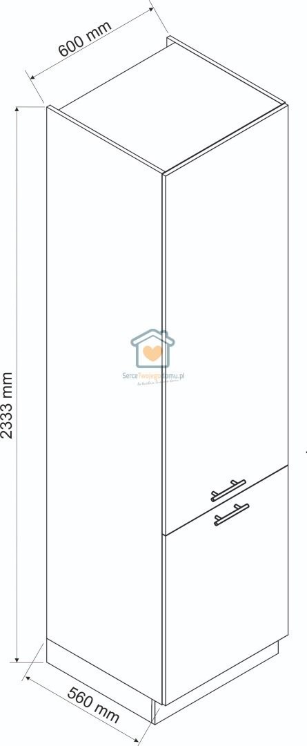 Biały słupek kuchenny do zabudowy lodówki 60 cm ZOYA Biały słupek kuchenny do zabudowy lodówki 60 cm ZOYA