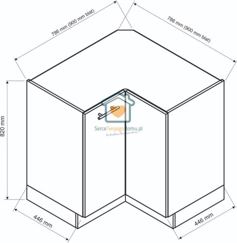 Czarna narożna szafka kuchenna 90x90 cm ZOYA Czarna narożna szafka kuchenna 90x90 cm ZOYA