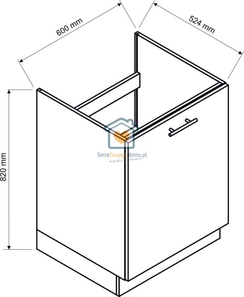 Czarna szafka kuchenna pod zlewozmywak z szufladą 60 cm ZOYA Czarna szafka kuchenna pod zlewozmywak z szufladą 60 cm ZOYA