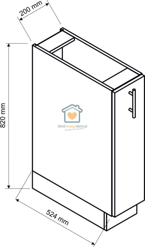 Czarna szafka kuchenna z koszem cargo 20 cm ZOYA Czarna szafka kuchenna z koszem cargo 20 cm ZOYA