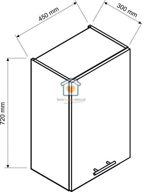 Czarna wisząca szafka kuchenna 1-drzwiowa 45 cm ZOYA Czarna wisząca szafka kuchenna 1-drzwiowa 45 cm ZOYA