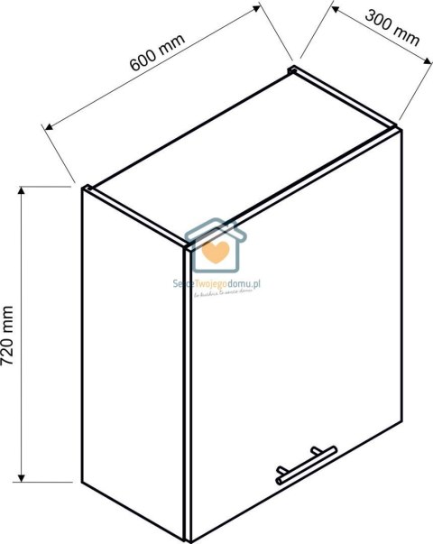 Czarna wisząca szafka kuchenna 1-drzwiowa z ociekaczem 60 cm ZOYA Czarna wisząca szafka kuchenna 1-drzwiowa z ociekaczem 60 cm ZOYA