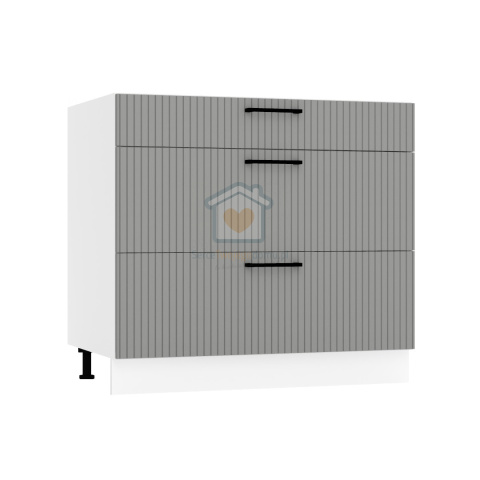 Szara szafka kuchenna z szufladami pod płytę 90 cm KATE Szara szafka kuchenna z szufladami pod płytę 90 cm KATE