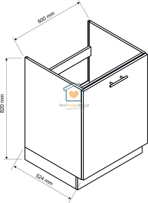 Popielata szafka kuchenna 1-drzwiowa pod zlewozmywak 60 cm ZOYA Popielata szafka kuchenna 1-drzwiowa pod zlewozmywak 60 cm ZOYA