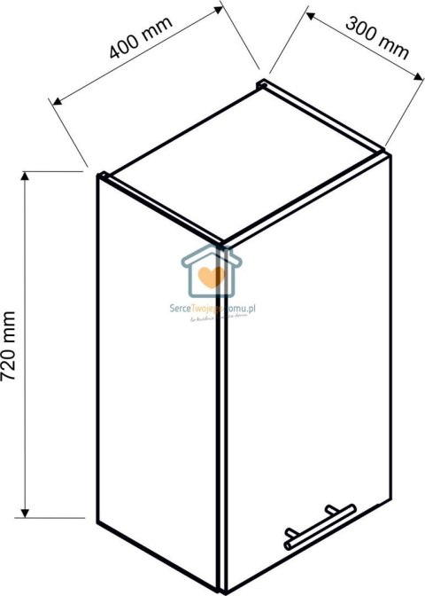 Popielata wisząca szafka kuchenna 1-drzwiowa 40 cm ZOYA Popielata wisząca szafka kuchenna 1-drzwiowa 40 cm ZOYA