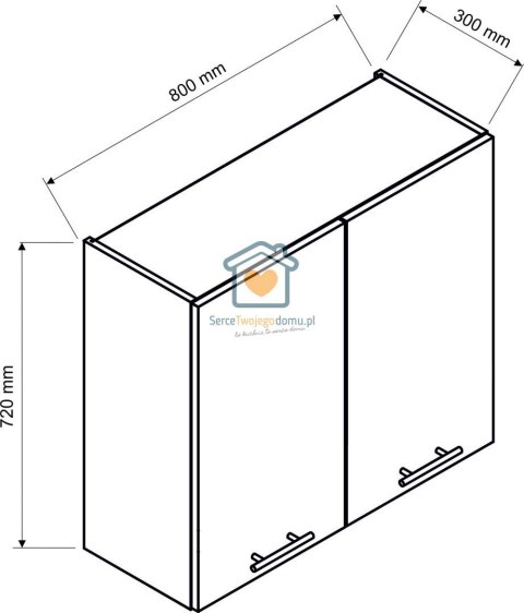 Popielata wisząca szafka kuchenna 2-drzwiowa 80 cm ZOYA Popielata wisząca szafka kuchenna 2-drzwiowa 80 cm ZOYA