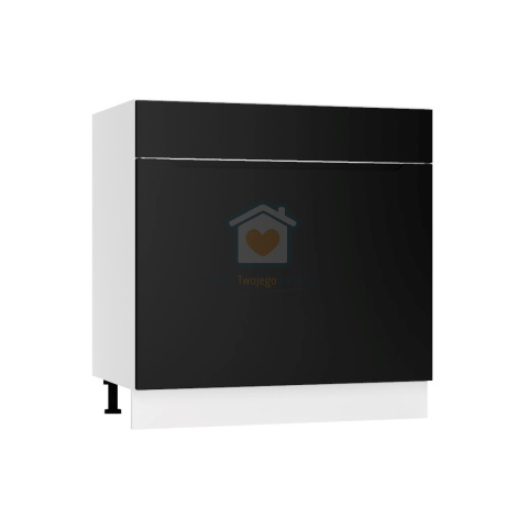 Czarna szafka kuchenna pod zlewozmywak z szufladą 80 cm ZOYA Czarna szafka kuchenna pod zlewozmywak z szufladą 80 cm ZOYA
