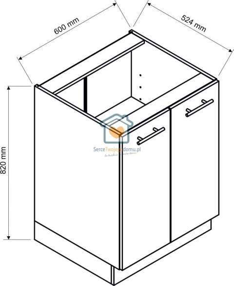 Popielata szafka kuchenna 2-drzwiowa 60 cm LIVIA Popielata szafka kuchenna 2-drzwiowa 60 cm LIVIA