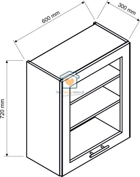 Popielata wisząca witryna kuchenna 1-drzwiowa 60 cm LIVIA Popielata wisząca witryna kuchenna 1-drzwiowa 60 cm LIVIA