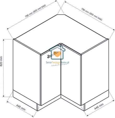 Granatowa narożna szafka kuchenna 90x90 cm LIVIA Granatowa narożna szafka kuchenna 90x90 cm LIVIA