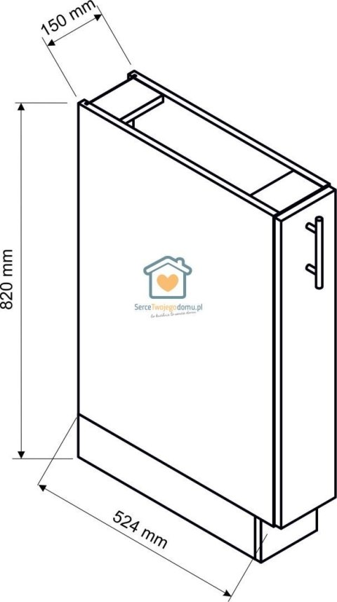 Biała szafka kuchenna z koszem cargo 15 cm LIVIA Biała szafka kuchenna z koszem cargo 15 cm LIVIA