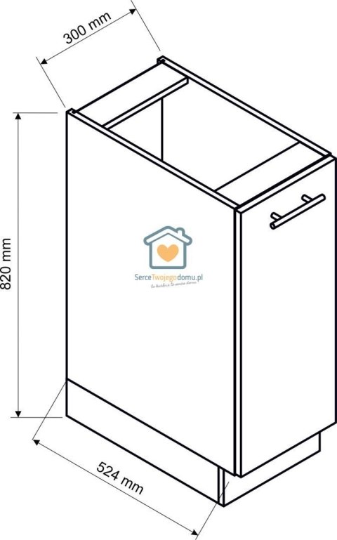 Biała szafka kuchenna z koszem cargo 30 cm LIVIA Biała szafka kuchenna z koszem cargo 30 cm LIVIA