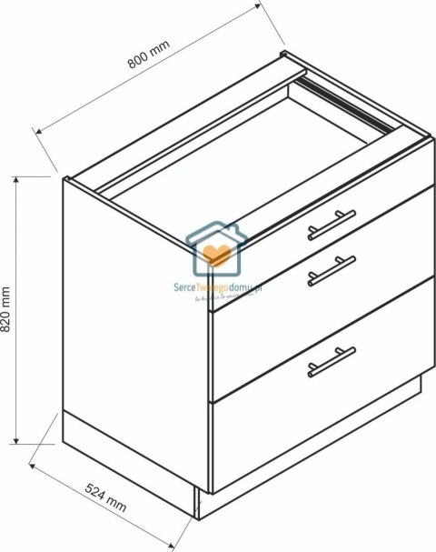 Granatowa szafka kuchenna z szufladami 80 cm LIVIA Granatowa szafka kuchenna z szufladami 80 cm LIVIA