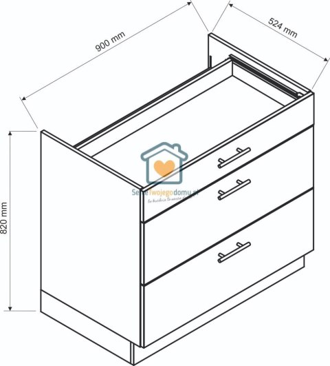 Granatowa szafka kuchenna z szufladami pod płytę 90 cm LIVIA Granatowa szafka kuchenna z szufladami pod płytę 90 cm LIVIA