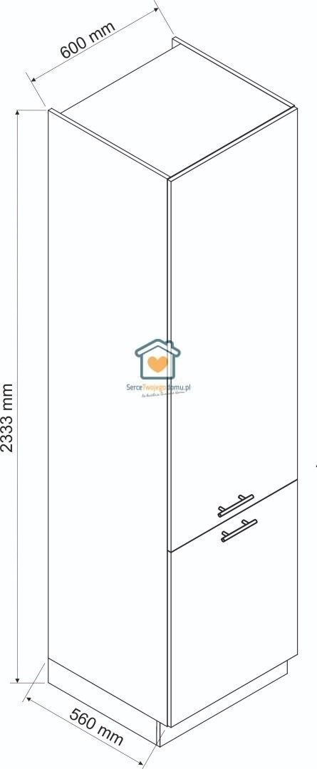 Biały słupek kuchenny do zabudowy lodówki 60 cm IRMA Biały słupek kuchenny do zabudowy lodówki 60 cm IRMA