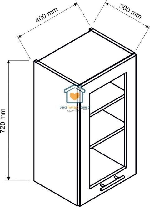 Zielona wisząca witryna kuchenna 1-drzwiowa 40 cm IRMA Zielona wisząca witryna kuchenna 1-drzwiowa 40 cm IRMA