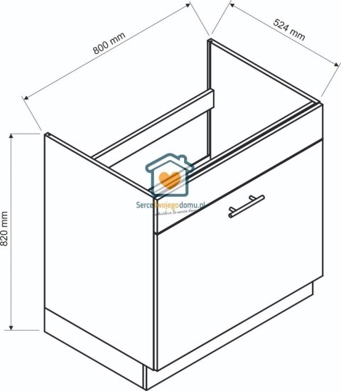 Beżowa szafka kuchenna pod zlewozmywak z szufladą 80 cm IRMA Beżowa szafka kuchenna pod zlewozmywak z szufladą 80 cm IRMA