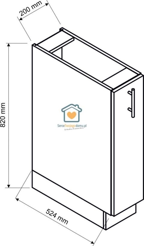 Biała szafka kuchenna z koszem cargo 20 cm DENIS Biała szafka kuchenna z koszem cargo 20 cm DENIS
