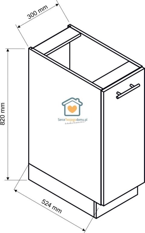 Biała szafka kuchenna z koszem cargo 30 cm DENIS Biała szafka kuchenna z koszem cargo 30 cm DENIS